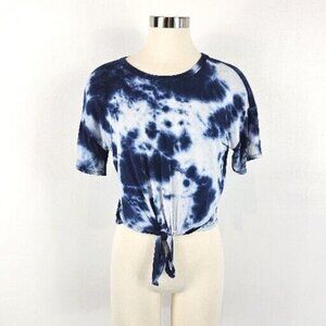 Caution To The Wind Blue White Tie Dye Knot Tie Top Womens Size Medium Boho